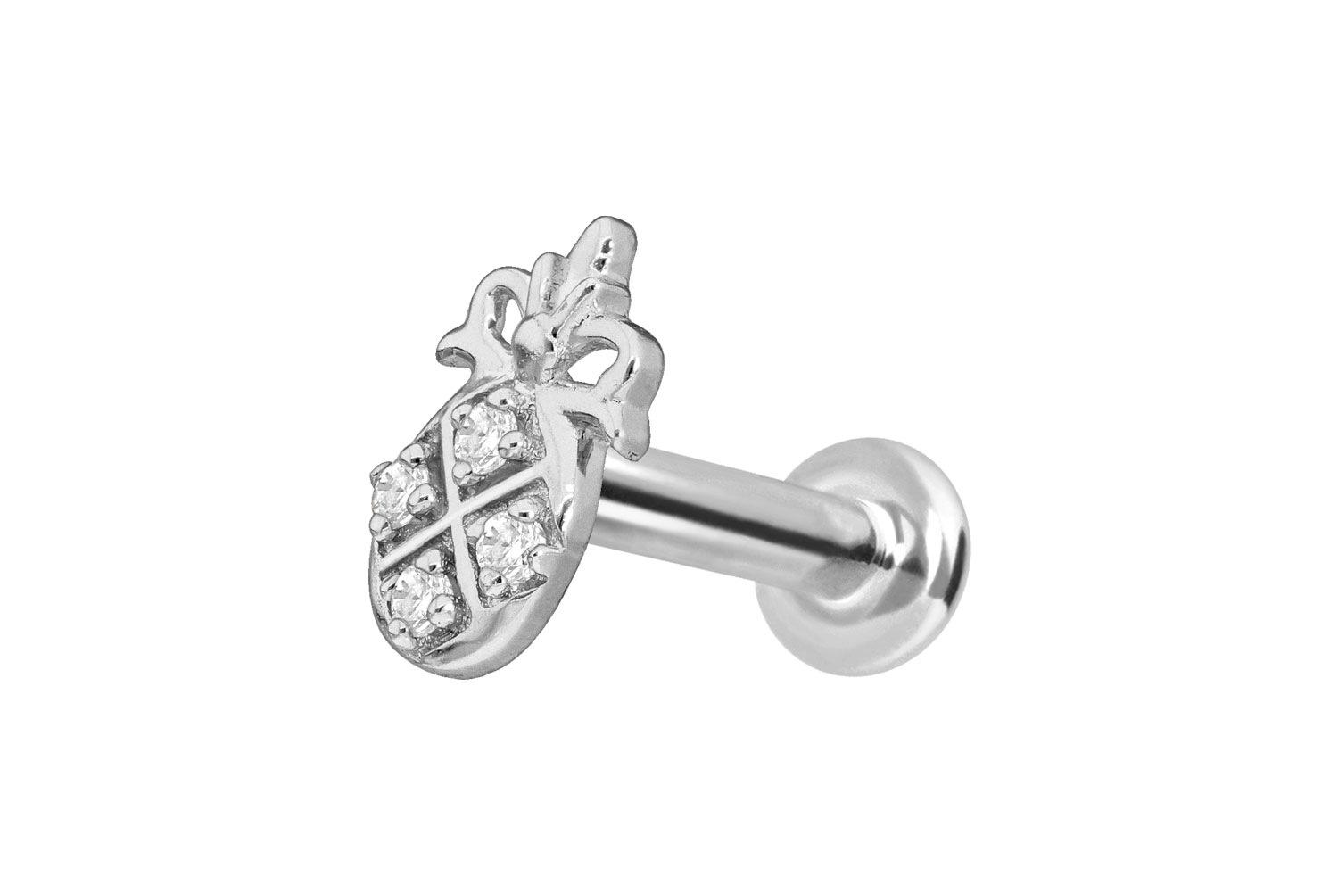 14 Karat Gold Labret Piercing mit Innengewinde MOISSANIT-ANANAS
